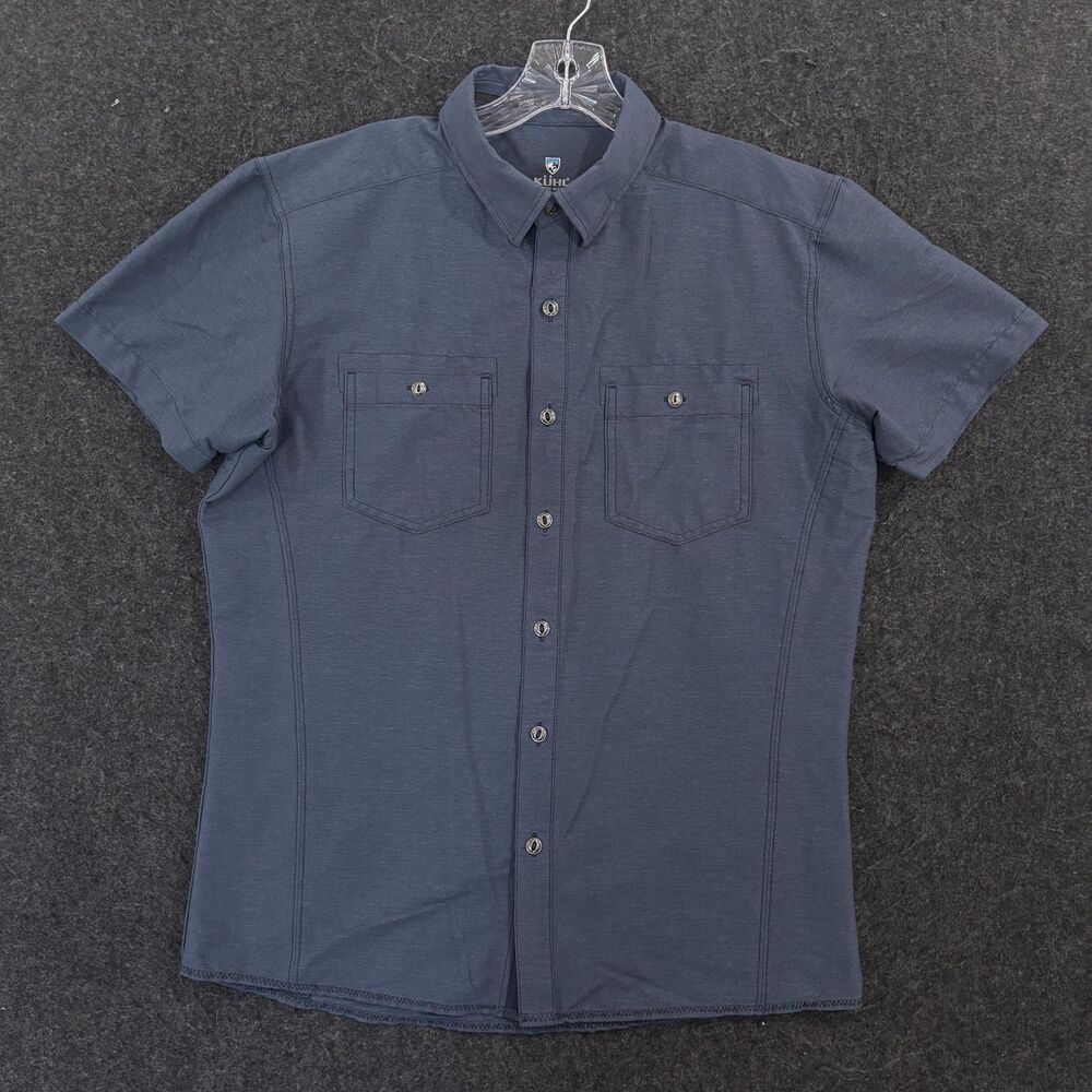 Kuhl Styk Shirt Men's Medium Blue Button Up Stretch Outdoor Hiking Fishing